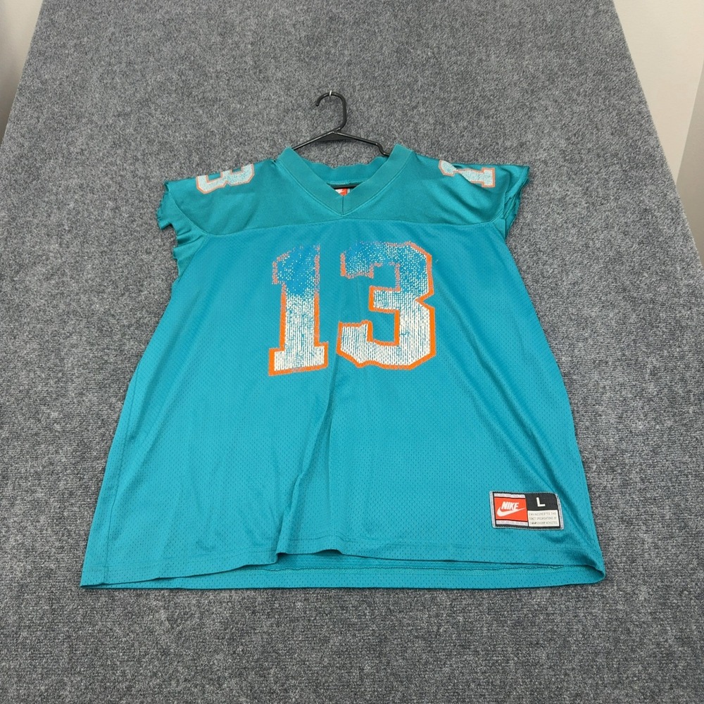 Vintage Miami Dolphins Nike Jersey Mens L Teal Nylon Dan Marino 13 Cutoff Sport